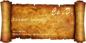 Csider Dezső névjegykártya